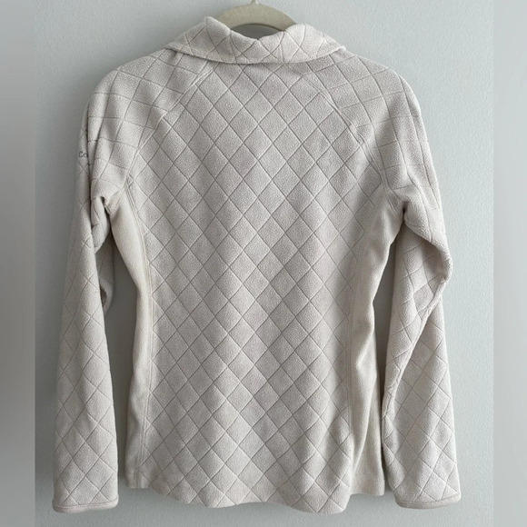 COLUMBIA Cream 1/4 Zip Fleece Diamond Patterned Sweater Size XS - Picture 8 of 14